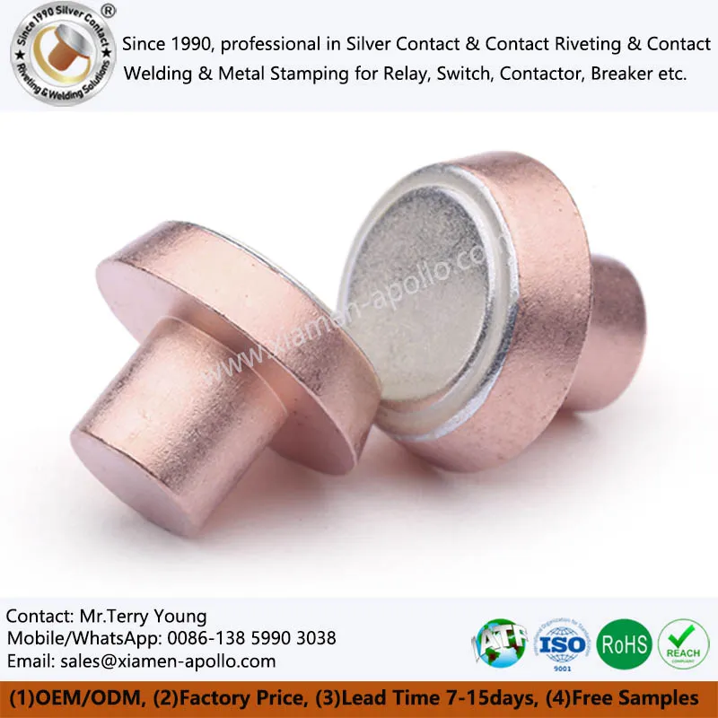 مقناطیسی لیچنگ ریلے کے لئے بائیمٹل سے رابطہ rivets