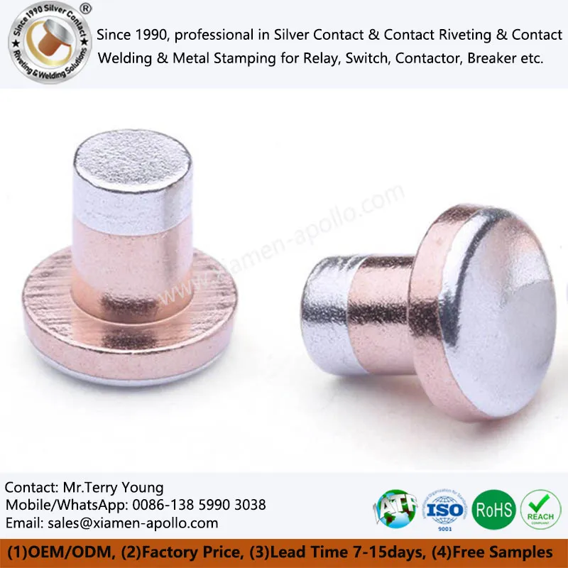 Trimetal Silver Contact Rivets Trimetal Silver Contact Rivets